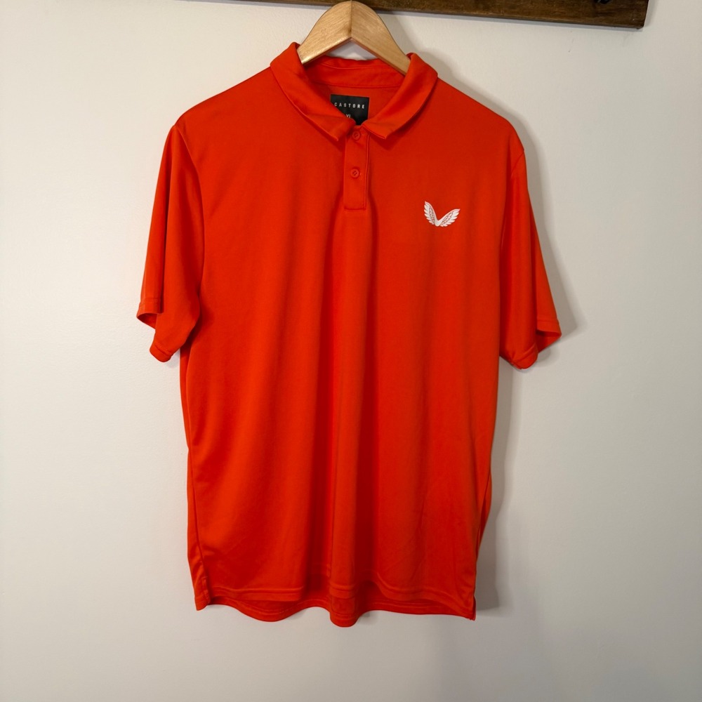 Castore Mens XL Orange Performance Polo Shirt Short Sleeve Golf Activewear